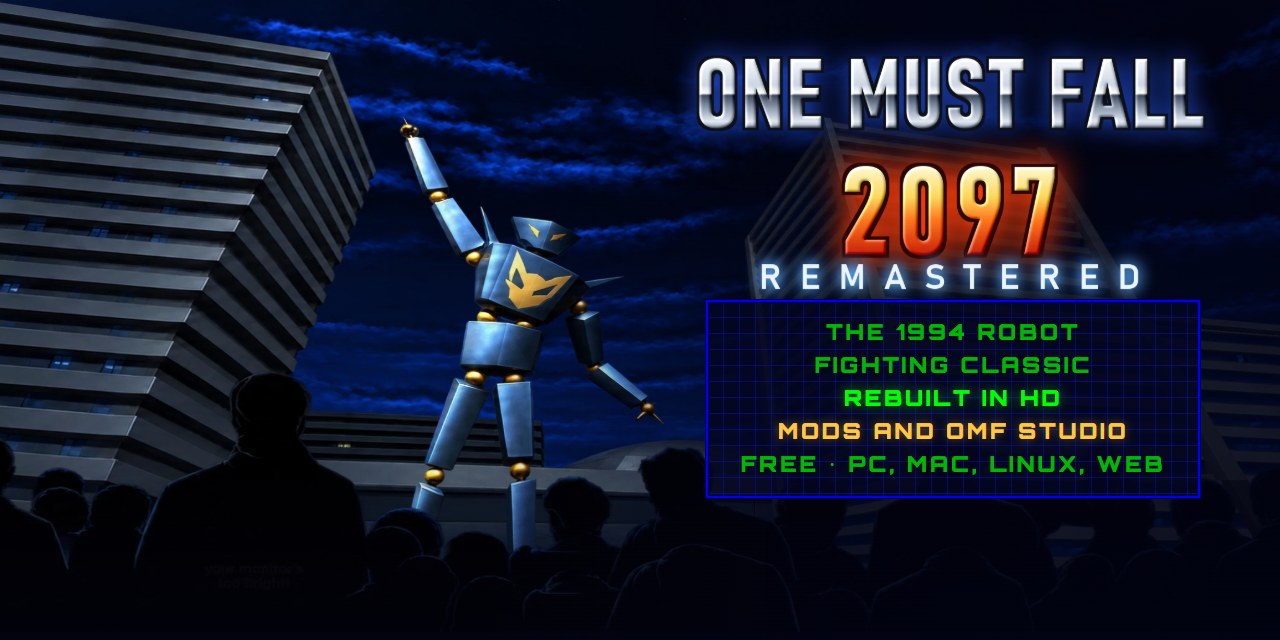 One Must Fall 2097, remastered: the 1994 robot fighting classic rebuilt in TypeScript and WebGL2, playing the original game files. HD artwork, widescreen arenas with depth, fight effects, a one-key...