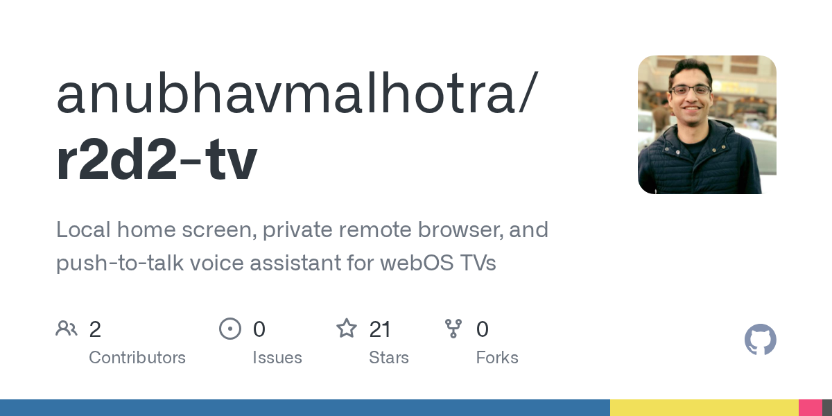Local home screen, private remote browser, and push-to-talk voice assistant for webOS TVs - anubhavmalhotra/r2d2-tv