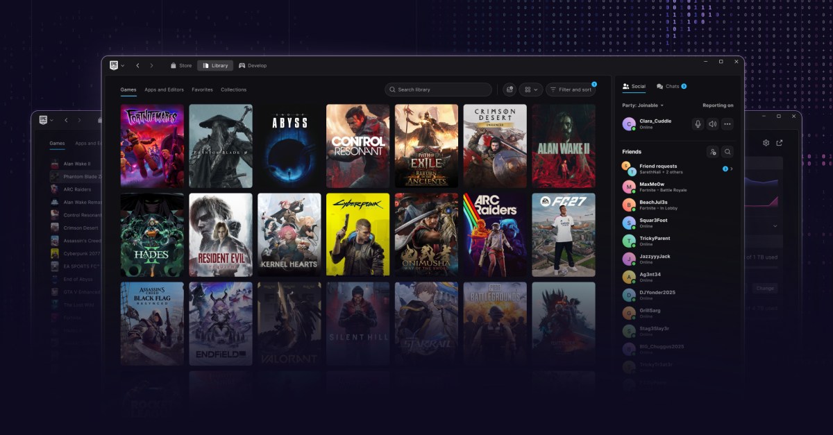 A screenshot of the updated Epic Games Launcher.