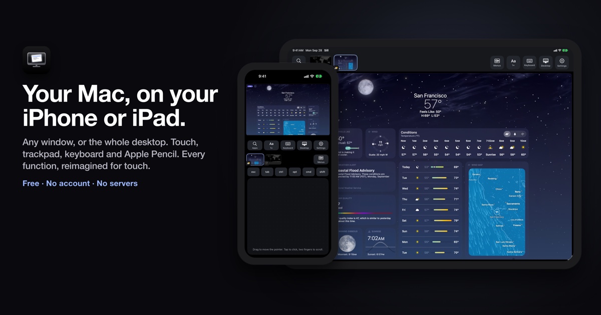 Any window from your Mac, live on your iPhone or iPad. Touch, Apple Pencil, trackpad and keys. Free, open source, no servers. - Saffsanity/sill