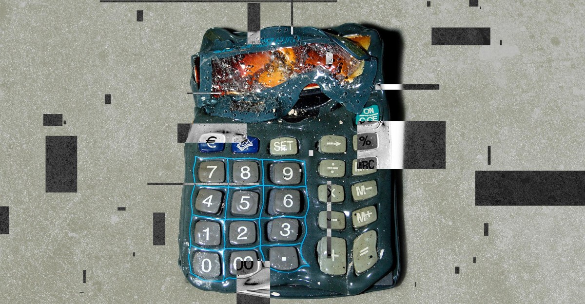Melting calculator with glitch effects.
