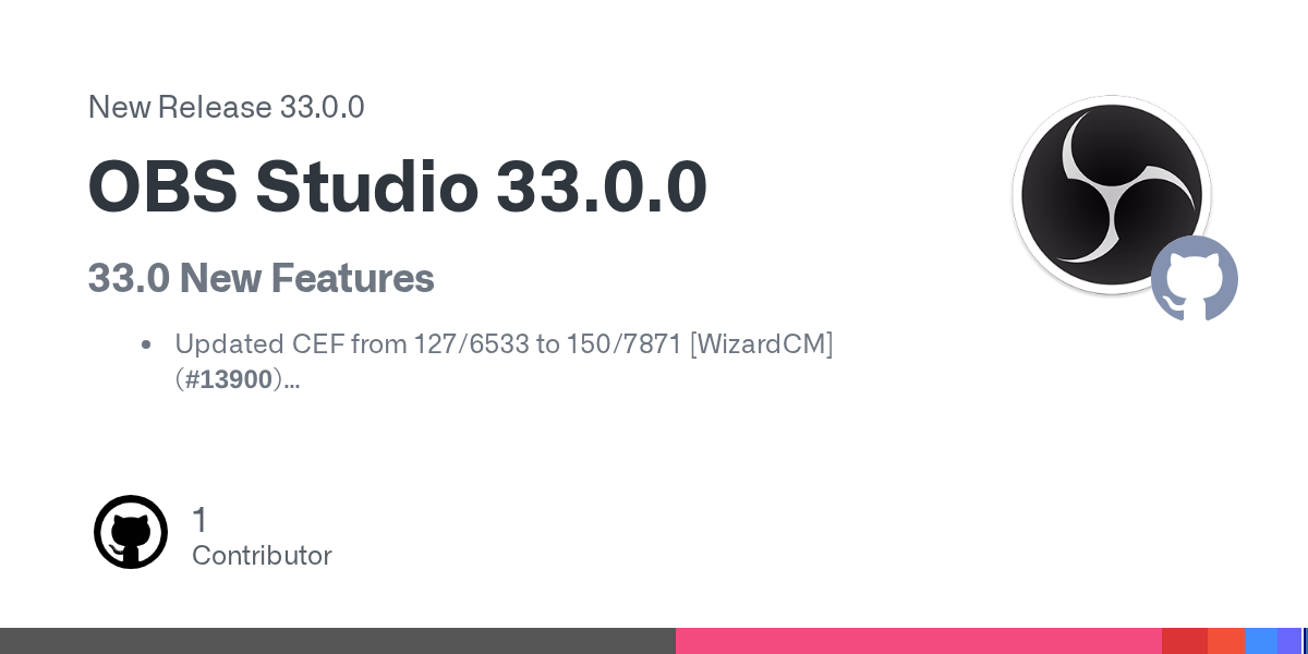 33.0 New Features

Updated CEF from 127/6533 to 150/7871 [WizardCM] (#13900)

This is a massive update to the underlying framework used for browser sources and docks from the July 2024 release to S...