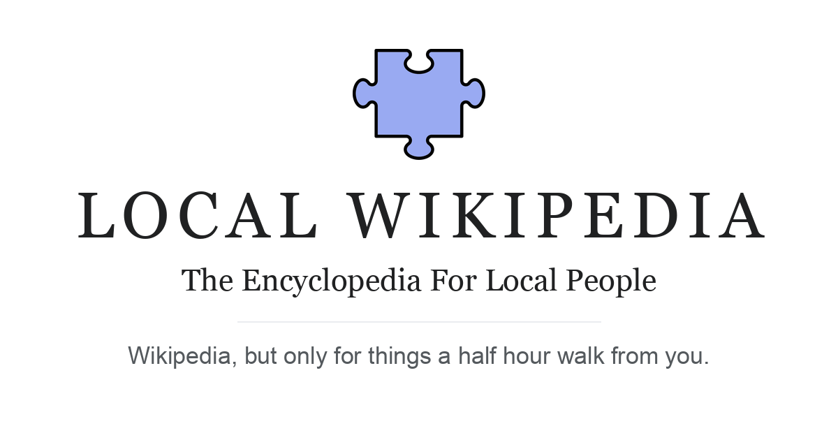 A jigsaw piece above the words Local Wikipedia, The Encyclopedia For Local People