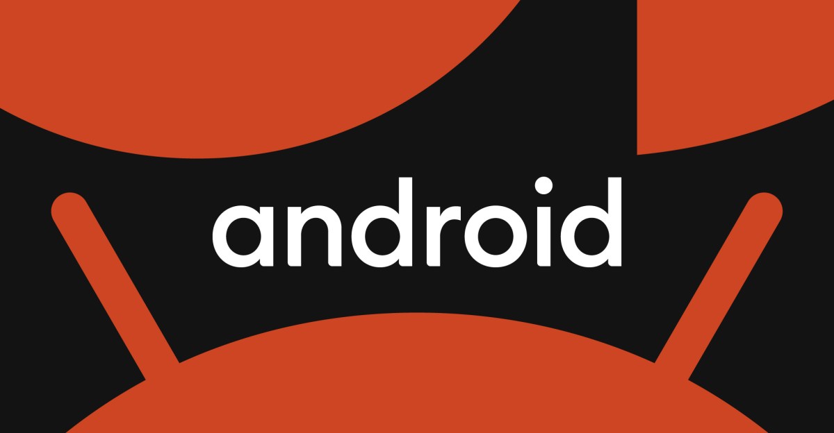 The Android logo on a black backdrop, surrounded by red shapes that resemble the Android mascot.