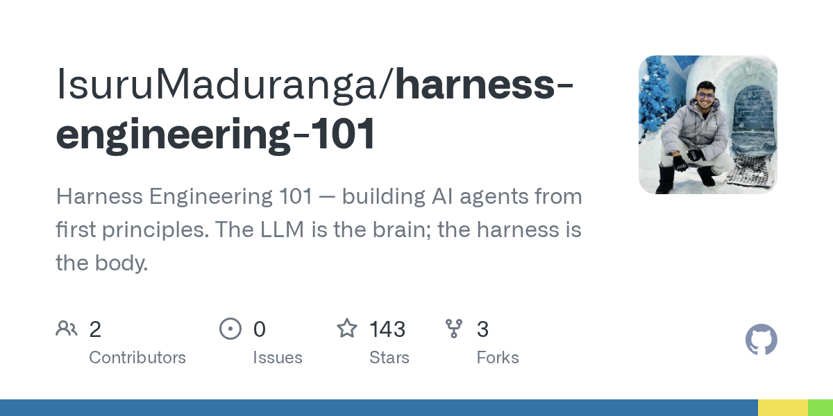 Harness Engineering 101 — building AI agents from first principles. The LLM is the brain; the harness is the body. - IsuruMaduranga/harness-engineering-101