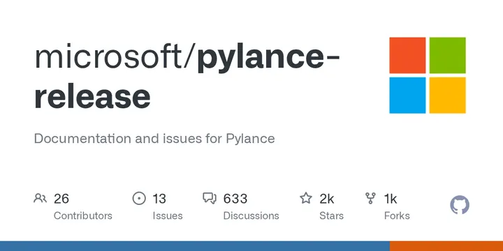 Documentation and issues for Pylance. Contribute to microsoft/pylance-release development by creating an account on GitHub.