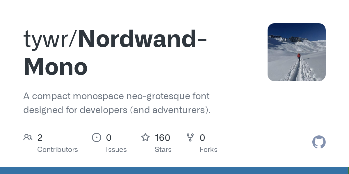 A compact monospace neo-grotesque font designed for developers (and adventurers). - tywr/Nordwand-Mono
